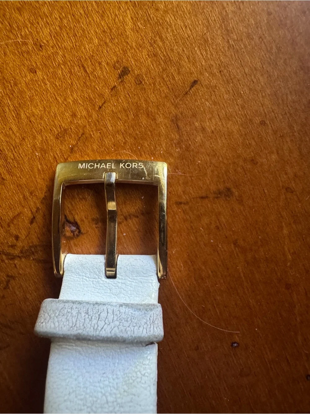 Michael Kors Women's Gold Case White Leather Watch